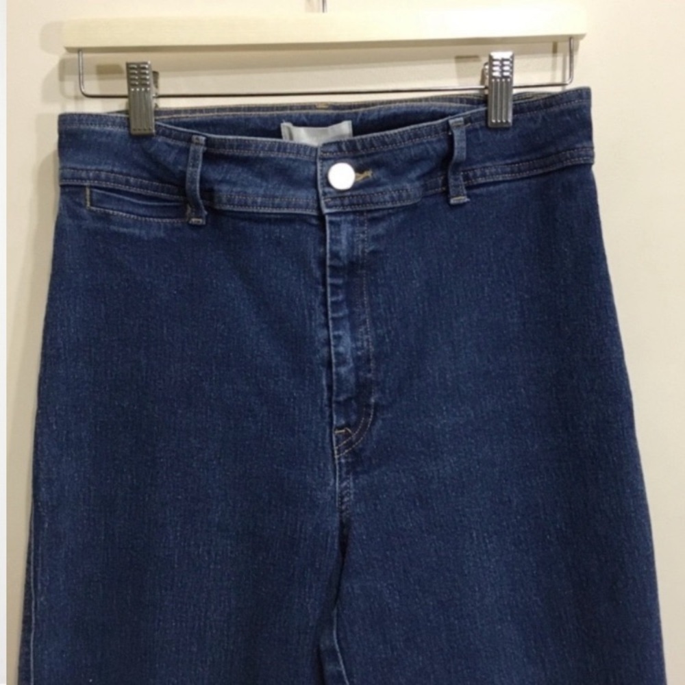 H&M Size 10 High Rise Wide Leg Crop Denim Jeans Medium Wash - Picture 4 of 8
